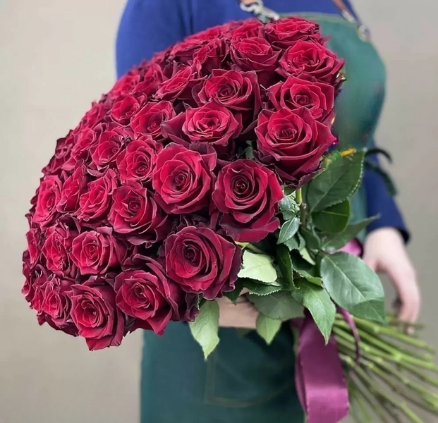 Букет із 51 червоної троянди, 60 см (Еквадор) 16194 фото