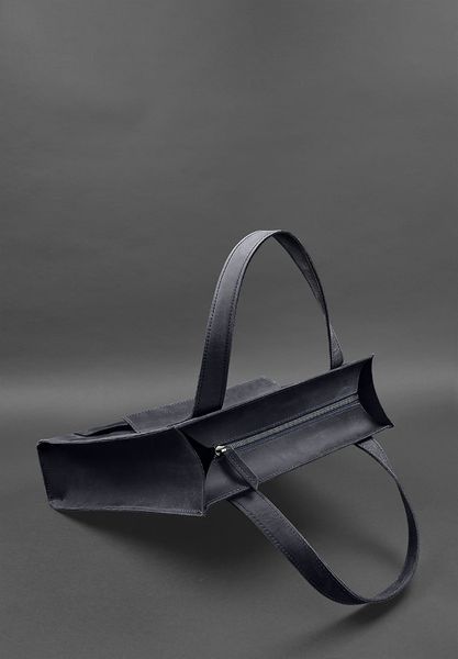Сумка жіноча шкіряна з карманом – шопер, Чорна 50-192 фото