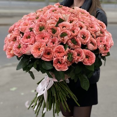 Букет 101 троянда Мандарин Експрешн 16060 фото